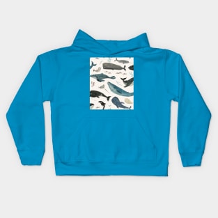 Whale song (blue) Kids Hoodie